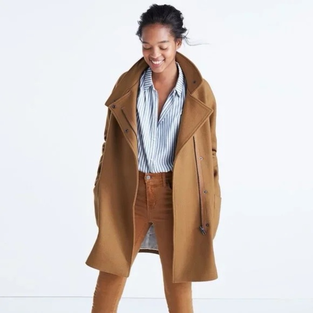 nwt MADEWELL City Grid Coat Burnished Cedar Tan Wool Size 4